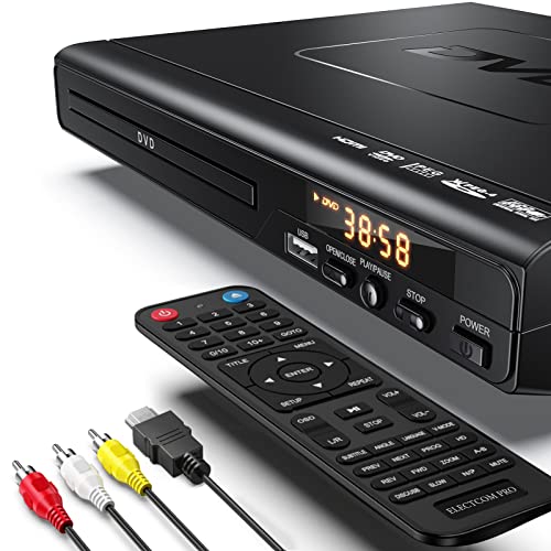 DVD Players for TV with HDMI, DVD Players That Play All Regions, Simple DVD Player for Elderly, CD Player for Home Stereo System, HDMI and RCA Cable Included