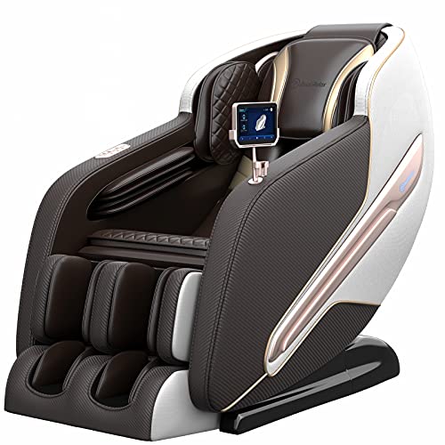 Real Relax Massage Chair, Zero Gravity SL Track Massage Chair, Full Body Shiatsu Massage Recliner with Body Scan Handrail Shortcut Key Heat Foot Roller, PS6000 Brown