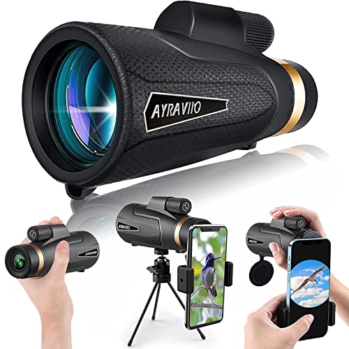 AYRAVIIO 12×60 Monocular Telescope with Smartphone Holder & Upgraded Tripod, High Powered SMC & BAK4 Scope for Adults, Birthday Valentines Day Gifts for Men Dad Him Husband, Gadgets for Birdwatching AYRAVIIO 12×60 Monocular Telescope with Smartphone Holder & Upgraded Tripod, High Powered SMC & BAK4 Scope for Adults, Birthday Valentines Day Gifts for Men Dad Him Husband, Gadgets for Birdwatching