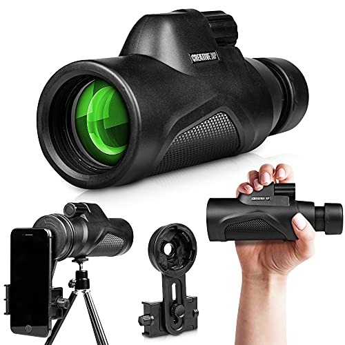 CREATIVE XP Prism HD Monocular Telescope for Adults with Phone Adapter - 12x42 Zoom Monoculars for Bird Watching, Hunting, Military, Stargazing, Sports, Wildlife – Waterproof and Tripod Included