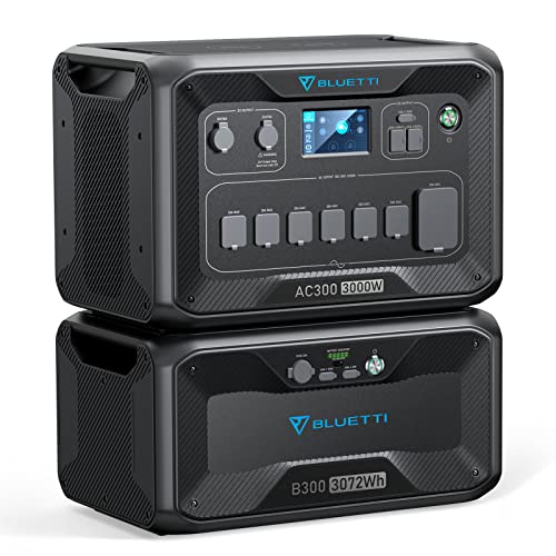BLUETTI Expandable Power Station AC300 and B300 External Battery Module, 3072Wh LiFePO4 Battery Backup w/ 6 3000W AC Outlets(6000W Peak), Solar Generator For Home Backup, Vanlife, Emergency BLUETTI Expandable Power Station AC300 and B300 External Battery Module, 3072Wh LiFePO4 Battery Backup w/ 6 3000W AC Outlets(6000W Peak), Solar Generator For Home Backup, Vanlife, Emergency