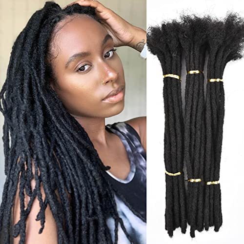 6-18 Inch Loc Extensions Human Hair Dreadlock Extensions for Men/Women 100% Real Human Hair Permanent Dreadlock Extensions Locs Extensions Human Hair Can Be Dyed (8 Inch 10Strands, Natural Black)