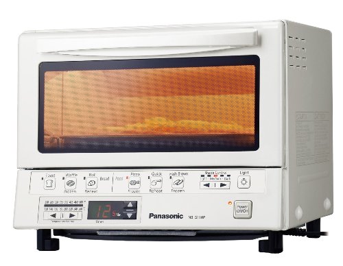 Panasonic 1300 Watts FlashXpress Toaster Oven, Features Instant Double Infrared Heating, with 6 Illustrated Preset Buttons and Automatically Calculates Cooking Time, Includes a Digital Timer with Reminder Beep and a 9" Square Inner Tray with Removable Crumb Tray, White