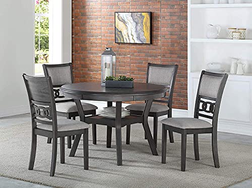 New Classic Furniture Gia 5-Piece Round Dining Set with 1 Dining Table and 4 Chairs, 47-Inch, Gray New Classic Furniture Gia 5-Piece Round Dining Set with 1 Dining Table and 4 Chairs, 47-Inch, Gray
