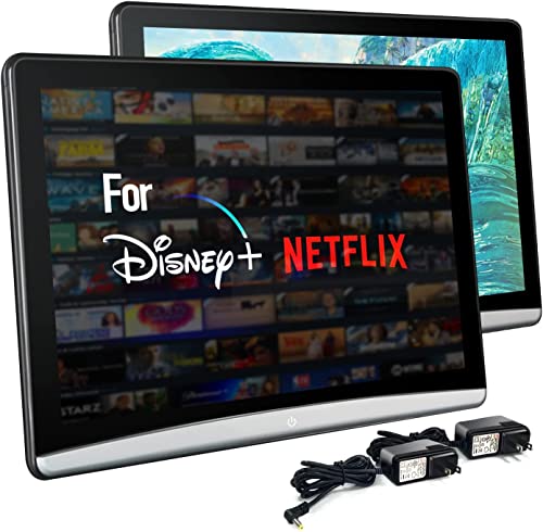 A AINAVI 10.6 Inch 4K Android 10.0 Multifunction Car TV Headrest Monitor Tablet Touch Screen 1080P Headset WiFi/Bluetooth/USB/SD/HDMI in+Out/FM/Mirror Link Video Player (2G ram 16G ROM (2PC) 10.6)