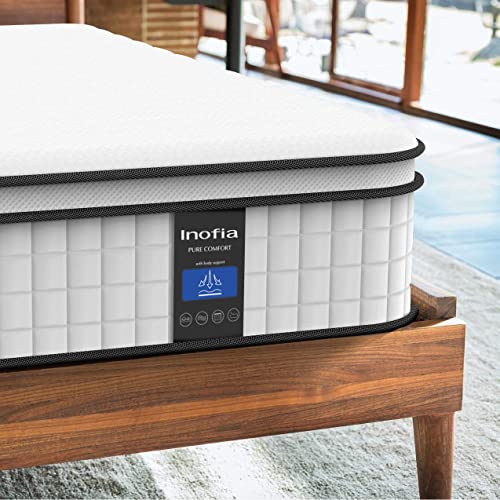 Queen Size Mattress, Inofia 10 Inch Queen Hybrid Mattress in a Box, Cool Memory Foam Innerspring Mattress, Breathable Comfortable Mattress for Sleep Supportive & Pressure Relief, Queen Mattress