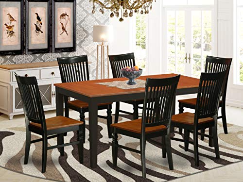 EAST WEST FURNITURE 7 Pc Kitchen table set with a Dining Table and 6 Kitchen Chairs in Black and Cherry EAST WEST FURNITURE 7 Pc Kitchen table set with a Dining Table and 6 Kitchen Chairs in Black and Cherry