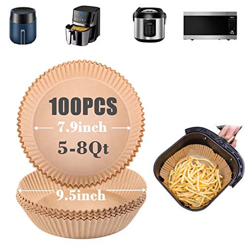GOAUS Air Fryer 100 Pcs Round Paper Liners Disposable Large for 5 to 8 Qt Basket, 7.9 inch Unbleached Non-stick Oil-proof Parchment Paper GOAUS Air Fryer 100 Pcs Round Paper Liners Disposable Large for 5 to 8 Qt Basket, 7.9 inch Unbleached Non-stick Oil-proof Parchment Paper