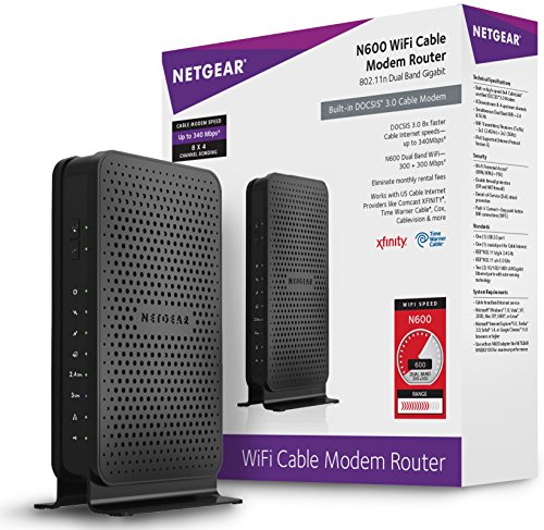 NETGEAR N600 (8x4) WiFi DOCSIS 3.0 Cable Modem Router (C3700) Certified for Xfinity from Comcast, Spectrum, Cox, Spectrum & more NETGEAR N600 (8x4) WiFi DOCSIS 3.0 Cable Modem Router (C3700) Certified for Xfinity from Comcast, Spectrum, Cox, Spectrum & more