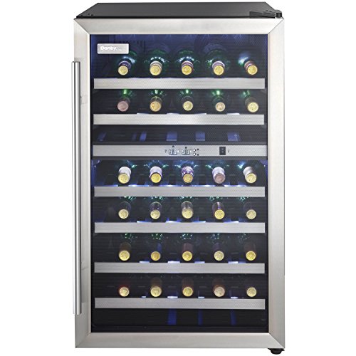 Danby DWC114BLSDD Designer 38-Bottle Dual-Zone Wine Cooler, Black/Stainless Steel/Glass Beverage Center