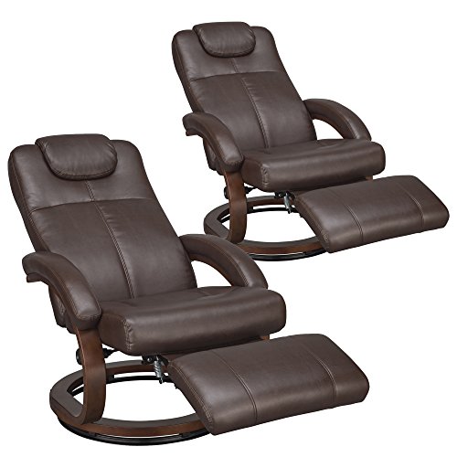 RecPro Charles 28" RV Euro Chair Recliner Modern Design RV Furniture (2, Mahogany)