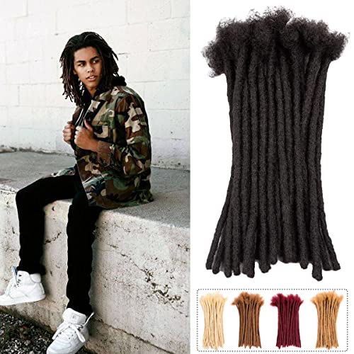 Teresa 10 Inch 70 Strands 100% Human Hair Dreadlock Extensions for Men/Women/Kids 0.8cm Width Full Hand-made Permanent Dread Locs Extensions Human Hair Can Be Dyed ,Curled and Bleached,Natural Black