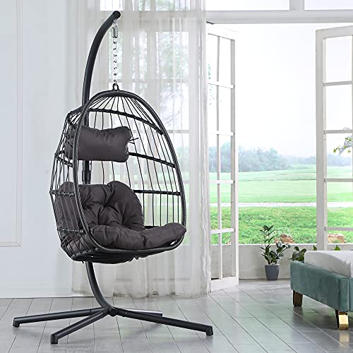 Brafab Swing Egg Chair,Hammock Chair, Hanging Chair, Aluminum Frame and UV Resistant Cushion with Steel Stand, Indoor Outdoor Patio Porch Lounge Bedroom Hand Made Wicker Rattan Chair, 350LBS Capacity Brafab Swing Egg Chair,Hammock Chair, Hanging Chair, Aluminum Frame and UV Resistant Cushion with Steel Stand, Indoor Outdoor Patio Porch Lounge Bedroom Hand Made Wicker Rattan Chair, 350LBS Capacity