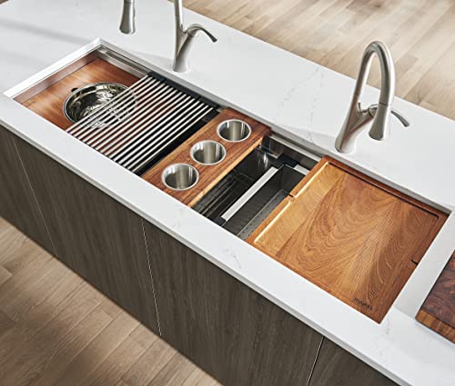 Ruvati 57-inch Workstation Ledge Kitchen Sink Undermount 16 Gauge Stainless Steel - RVH8555 Ruvati 57-inch Workstation Ledge Kitchen Sink Undermount 16 Gauge Stainless Steel - RVH8555