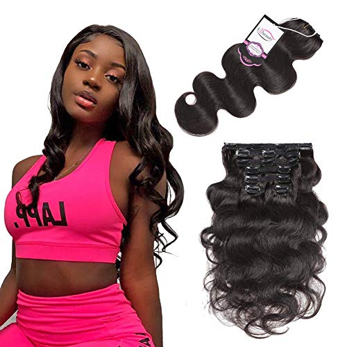 Wavy Clip in Hair Extensions, Urbeauty Body Wave Remy Clip in Human Hair Extensions for Women Triple Weft 7Pcs/70g (#1B Natural Black,12")