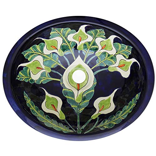 Talavera Mexican Handmade Ceramic Hand Painted Bathroom Calla Lilies Sink 151