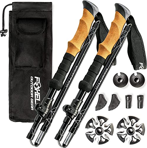 Foxelli Folding Trekking Poles – 2-pc Ultra Compact Hiking Poles for Men & Women, Lightweight Strong Aluminum 7075 Collapsible Foldable Walking Sticks with Flip Locks, 4 Season All Terrain Accessories Foxelli Folding Trekking Poles – 2-pc Ultra Compact Hiking Poles for Men & Women, Lightweight Strong Aluminum 7075 Collapsible Foldable Walking Sticks with Flip Locks, 4 Season All Terrain Accessories