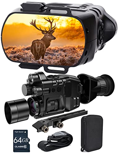 2 in 1 Night Vision Binoculars Monocular 2 IR 1-24X Zoom Night Vision Goggles Digital with Camera Vision Distance 1640ft/500M Daytime&Night Outdoor Travel LCD Screen 800*480 RES Photo&Videos 1080P