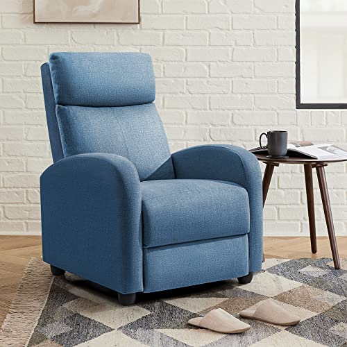 Rankok Recliner Chair Ergonomic Adjustable Single Fabric Sofa with Thicker Seat Cushion Modern Home Theater Seating for Living Room