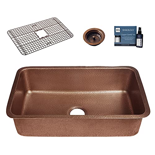 Sinkology K404-B60 Orwell Undermount 30 in. Single Bowl Grid, Strainer Drain, and Care Kitchen Sink Kit, 30 inch, Antique Copper Sinkology K404-B60 Orwell Undermount 30 in. Single Bowl Grid, Strainer Drain, and Care Kitchen Sink Kit, 30 inch, Antique Copper