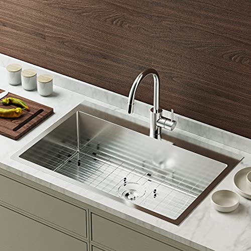 Bonnlo 32 Inch Top mount Kitchen Sink Drop-in, Farmhouse Kitchen Sink with Sink Protector 18 Gauge, Workstation Sink, Stainless Steel Single Bowl Kitchen Sinks for RV, Travel Trailer, Garage, 32x22x9 Bonnlo 32 Inch Top mount Kitchen Sink Drop-in, Farmhouse Kitchen Sink with Sink Protector 18 Gauge, Workstation Sink, Stainless Steel Single Bowl Kitchen Sinks for RV, Travel Trailer, Garage, 32x22x9