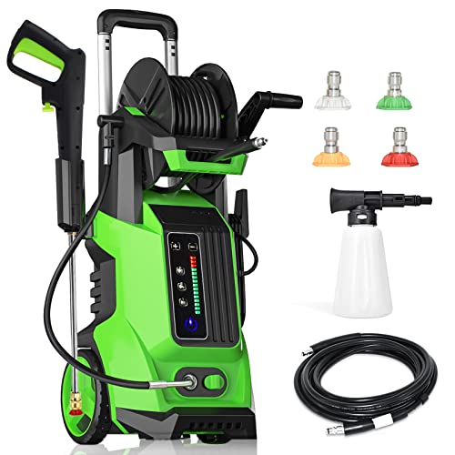 YANICHA Electric Pressure Washer - 3800 PSI + 2.8 GPM High Power Washers Electric Powered with 4 Interchangeable Nozzles and Foam Cannon Hose Reel, Car Washer Cleaner for Home/Driveway/Patio YANICHA Electric Pressure Washer - 3800 PSI + 2.8 GPM High Power Washers Electric Powered with 4 Interchangeable Nozzles and Foam Cannon Hose Reel, Car Washer Cleaner for Home/Driveway/Patio