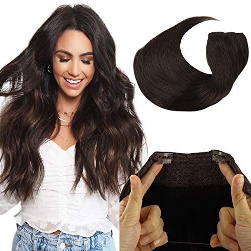 SWINGINGHAIR Wire Hair Extensions 14 Inch 75g Dark Brown Remy Human Hair Extensions Fish Line Hair Extensions Hair Extensions Real Human Hair