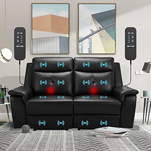 2 Seater Recliner Sofa - Double Reclining Loveseat with Massage & Heating - PU Leather Manual Recliner Motion Home Theater Seating Living Room Chair 2 Seater Recliner Sofa - Double Reclining Loveseat with Massage & Heating - PU Leather Manual Recliner Motion Home Theater Seating Living Room Chair