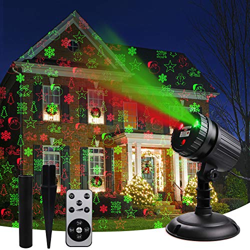 Christmas Laser Projector Lights, 8 Patterns LED Projection Lights with Remote, Landscape Projector Spotlights, Red and Green Star Show, Decoration for Outdoor and Indoor, Christmas, Holiday Christmas Laser Projector Lights, 8 Patterns LED Projection Lights with Remote, Landscape Projector Spotlights, Red and Green Star Show, Decoration for Outdoor and Indoor, Christmas, Holiday