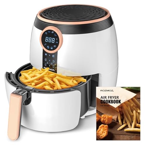 5.2Qt Air Fryers, Oilless Air Fryer, Touchscreen Control Panel, 8 Cooking Preset Modes with Air Fryer Cookbook