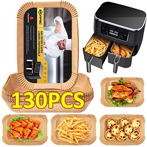 Air Fryer Liners Disposable Paper for Ninja Dual, 130 Pcs Air Fryer Liners Rectangle 8.6x 5.5'', Air Fryer Accessories Baking Parchment Paper Liners for Ninja DZ201 DZ401 Air Fryer Liners Disposable Paper for Ninja Dual, 130 Pcs Air Fryer Liners Rectangle 8.6x 5.5'', Air Fryer Accessories Baking Parchment Paper Liners for Ninja DZ201 DZ401
