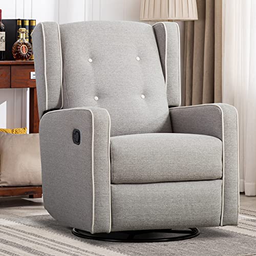 CANMOV Swivel Rocker Recliner Chair, Manual Reclining Chair, Single Seat Reclining Chair, Gray