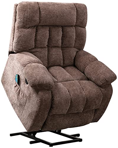 FONTOI Electric Power Lift Recliner Chair with Heated Vibration and Massage, Home Theater Single Sofa Seating w/USB Port and Side Pockets for Living Room, Taupe