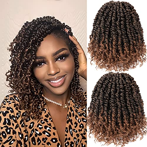 Crochet Hair Pre looped 10 Inch 8 Packs Pretwisted Passion Twist Crochet Hair YDDM Passion Twist Braids Crochet Short Passion Twist Hair Pretwisted Hair Extension (10 Inch, T1B/30#)
